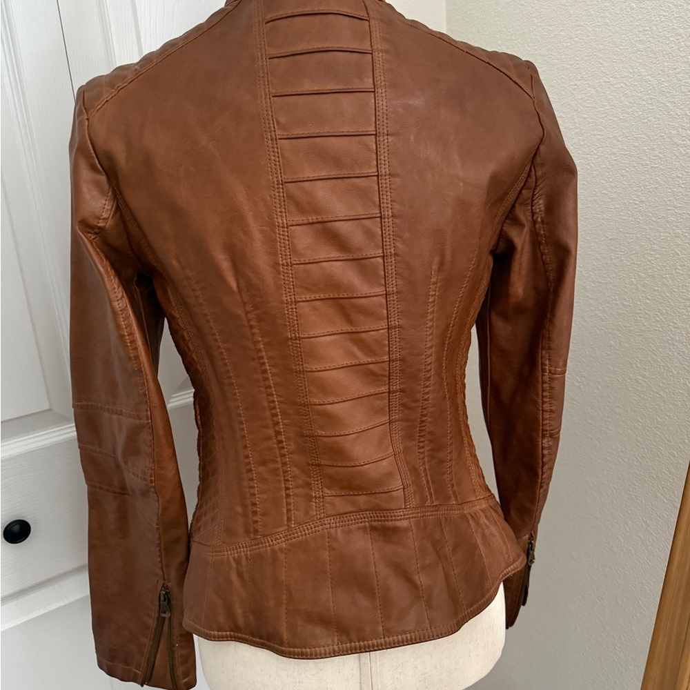 Guess Brown Faux Leather Jacket S - Picture 3 of 6